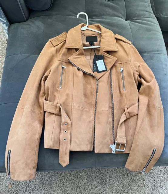 PAIGE Womens Belted Suede Jacket, Dannie style, Large, Toffee Bronze color, NWT