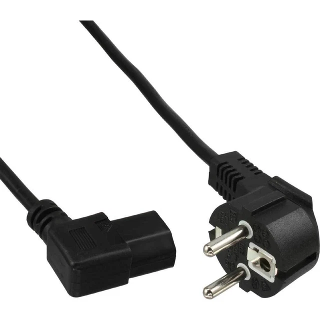 3 cavi di alimentazione InLine® Schuko - spina dispositivo freddo C13 angolata sinistra, 0,3 m schw