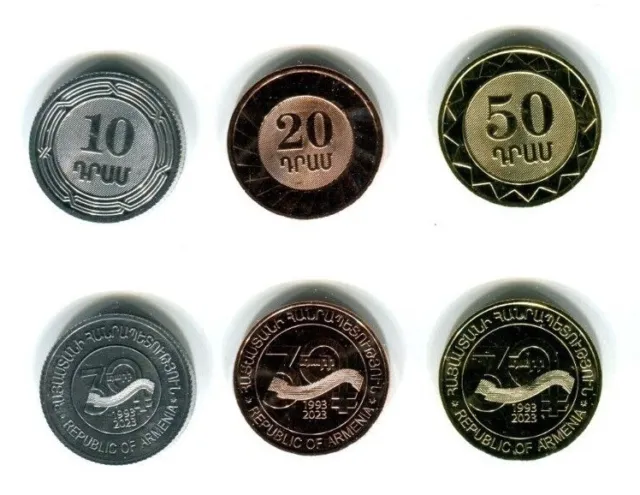 ARMENIA COMMEMORATIVE COIN SET 10 + 20 + 50 Dram 2023 UNC LOT of 3 COINS