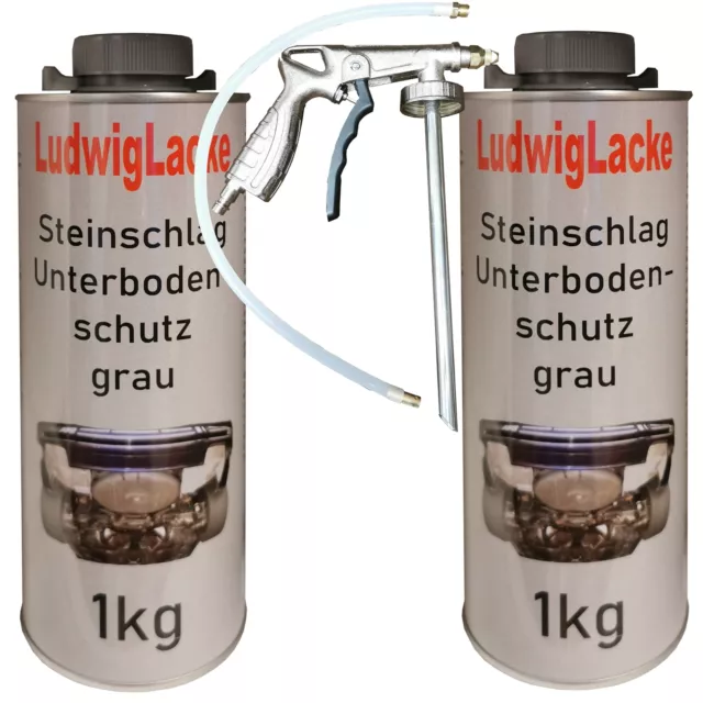 2 x 1 kg Steinschlagschutz Unterbodenschutz grau - mit Profi UBS Pistole