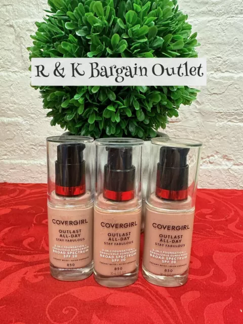 CoverGirl Outlast All Day Stay Fabulous 3 in 1 Foundation 850 Creamy Beige 3 Pcs