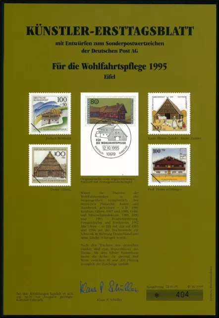 Brd Künstler-Etb 1995/36 1819 Bauernhaus Eiffel Entwürfe!!