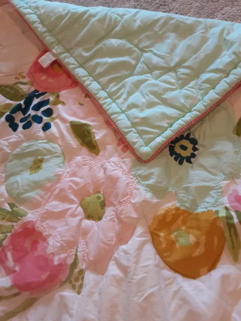 Target Cloud Island Floral Crib Baby Blanket Quilted Pink Flowers Reversible