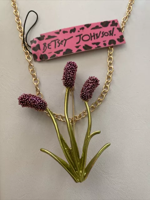 Betsey Johnson Fashion Alloy Crystal Enamel Flower Pendant Necklace Brooch Chain