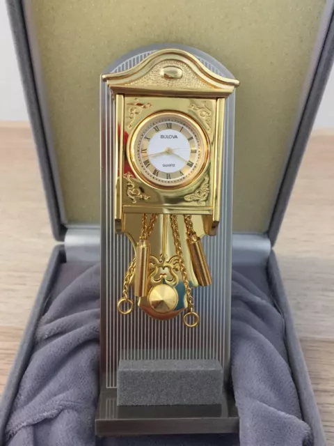 Vintage Bulova Miniature Clock B0532 Alexandria Grandfather Clock Dollhouse Mini