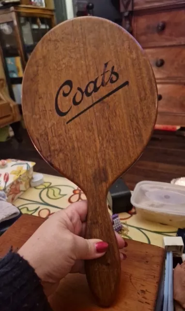 Rare Antique Advertising Large Hand Mirror "Coats" Vintage Sign Scarce