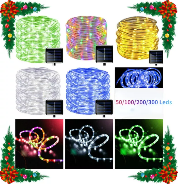 Solar LED powered Fairy String Rope strip Lights Waterproof Outdoor garden patio