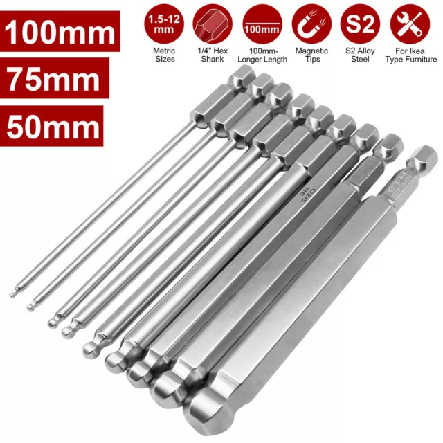 Hex head allen bit set long metric quick release shank magnetic professional screwdriver bit set perfect for 2025 production