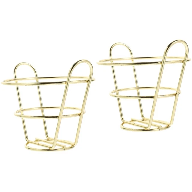 2pcs Hollow-out Snack Basket French Fries Holder Metal Snack Holder Fried