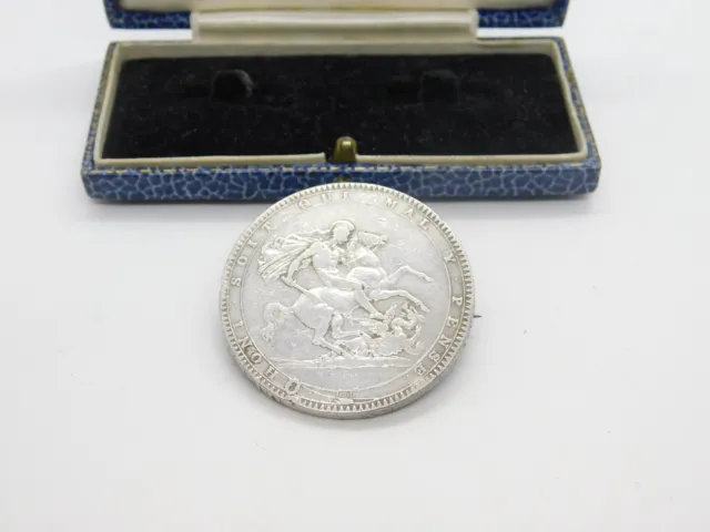 Georgian Sterling Silver Crown Coin Brooch Pin Antique 1819 Commemorative