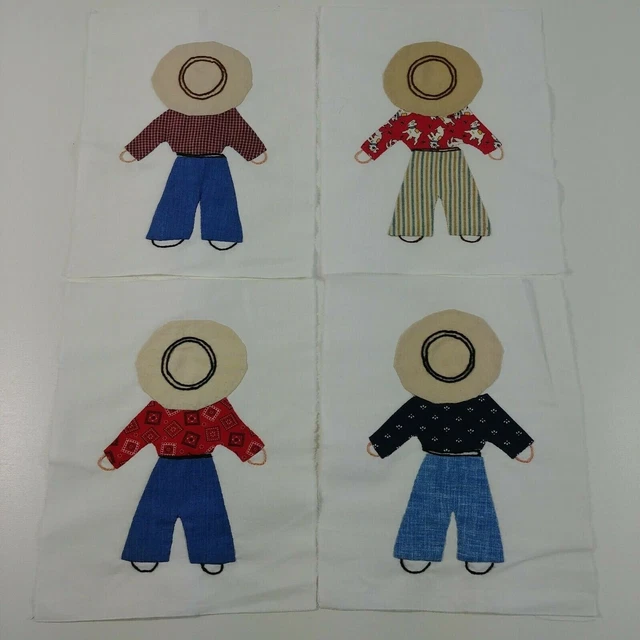 18 bloques de edredón aplique y bordador hechos a mano 7"" x 8 3/4"" sombreros para granjero