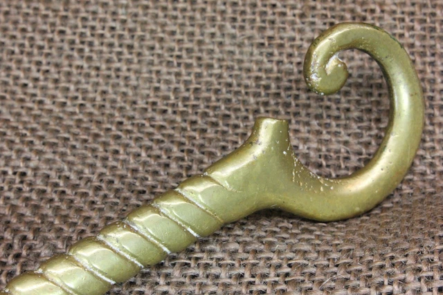 Old Hall Mirror Coat Hook Antique Brass Fancy Vintage Tarnished Mansion 11