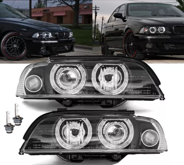 Angel Eyes Xenon Scheinwerfer RE + LI passt für E39 D2S H7 +Brenner Blinker Weiß