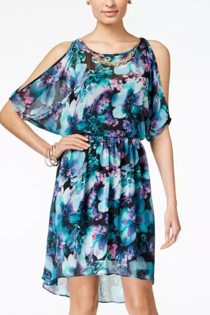 NEW   Thalia Sodi Cold Shoulder Floral Dress  Size L