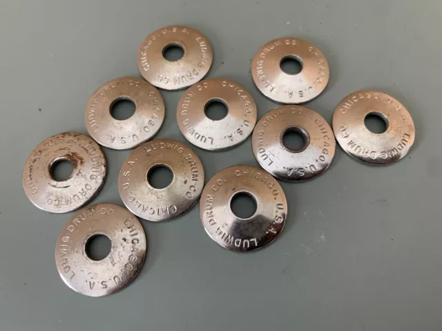 LUDWIG Lot of 10x Nickel CUP WASHER Parts Mounting Screw Tube Lug Platform 50s