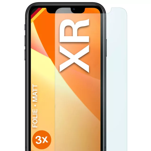 3x Schutzfolie Matt für Apple iPhone Xr Displayschutz Handyfolie 4H Anti Reflex