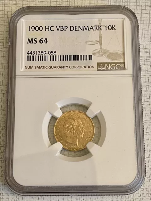 Denmark 1900 HC VBP 10 Kroner Gold NGC MS64 SKU#5908