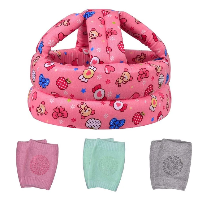 Casco y rodilleras para bebé TORASO para gatear, casco infantil y bebé caminando