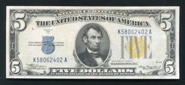 Fr. 2307 1934-A $5 Five Dollars “North Africa” Silver Certificate Extremely Fine