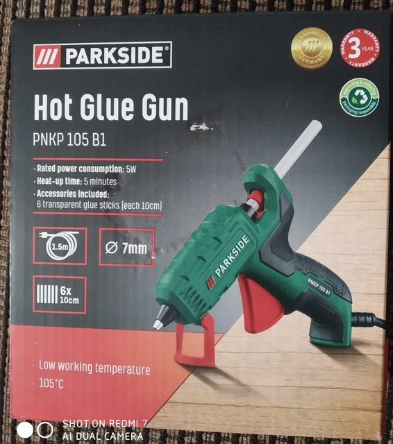 PARKSIDE HOT GLUE Gun PNKP 105 B1 With 6 x 10cmTransparent Glue Sticks