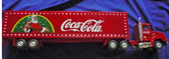 Coca-Cola With Santa Semi Truck & Lighted Trailor 17" Long Working!!