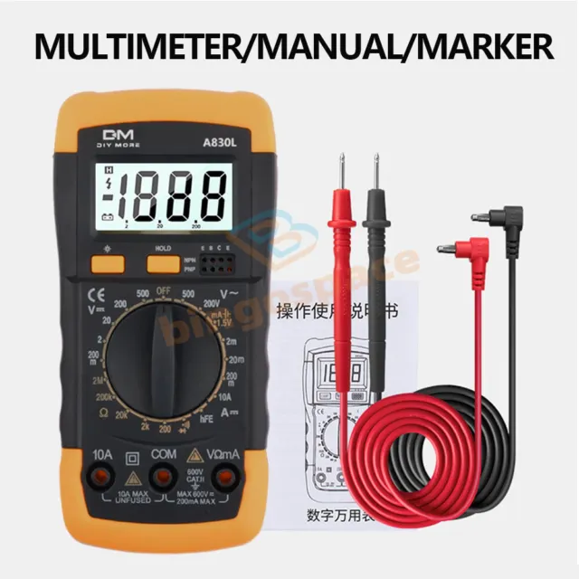 DA830L Digital Multimeter Ammeter Voltmeter DC AC Voltage Diode Freguency Meter