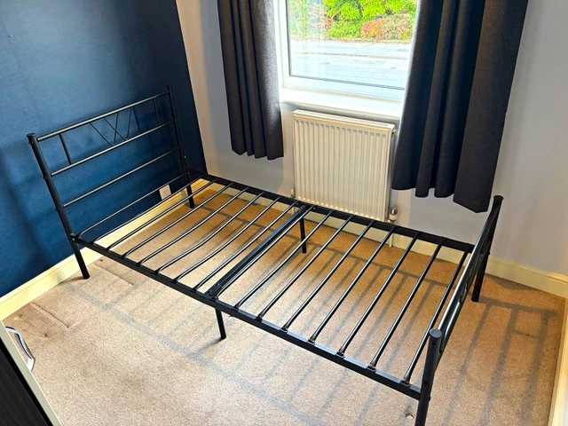 Metallic. Click BLACK METAL SINGLE Bed Frame with Slatted Base & Headboard, Modern £26. ...
