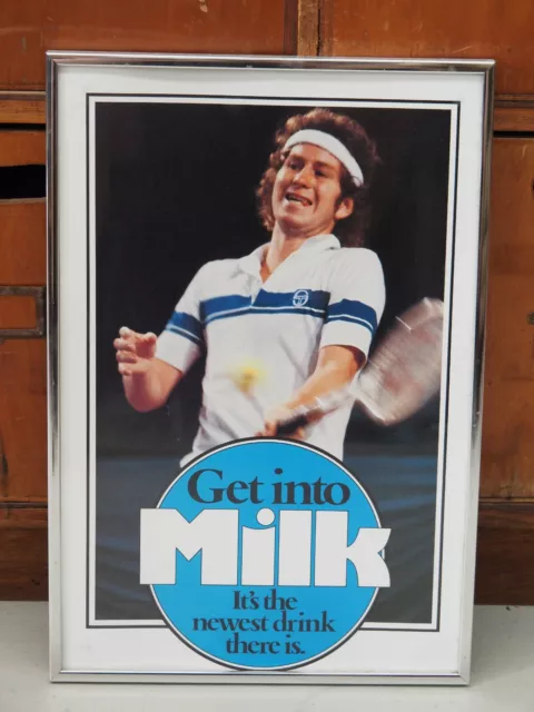 Vintage Advertising Sign John McEnroe Get Into Milk Poster Tennis Australia