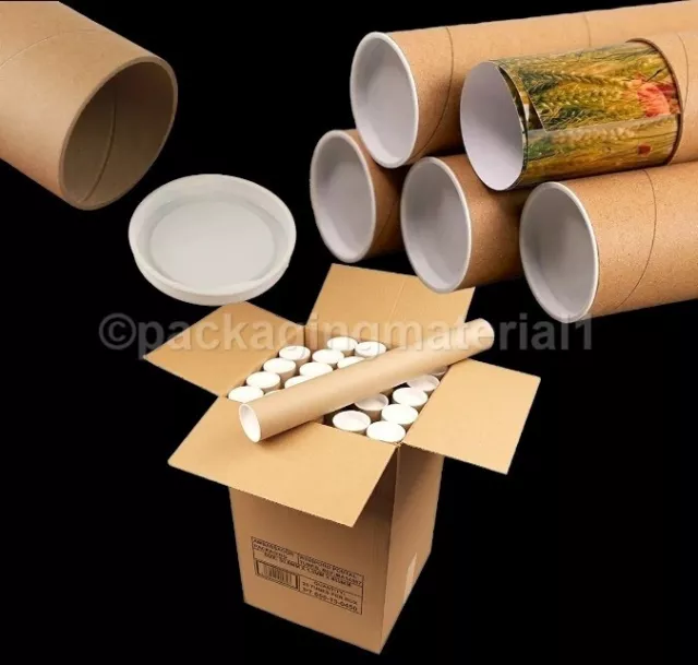 Postal Tubes With End Caps A0 A1 A2 A3/4 Poster Packaging Mailing Tubes All Size