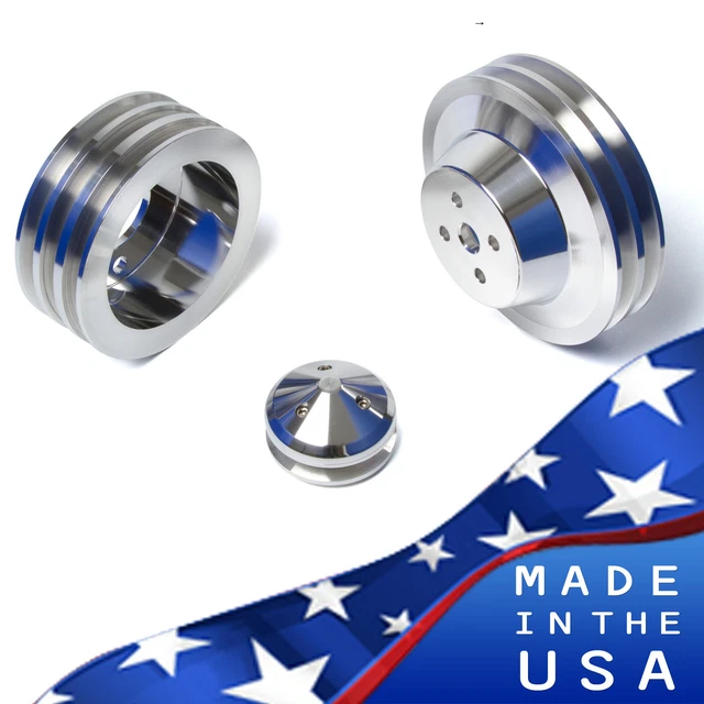 BIG BLOCK FORD Pulley Kit 429 460 Billet Aluminum BBF VBelt Pulleys 3V