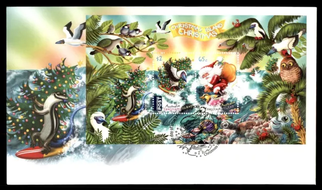MayfairStamps Christmas Island FDC Souvenir Sheet Christmas First Day Cover aaj_