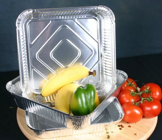9x9x1.5" Aluminium Foil Food Containers Takeaway Trays with Lids, Pack of  25