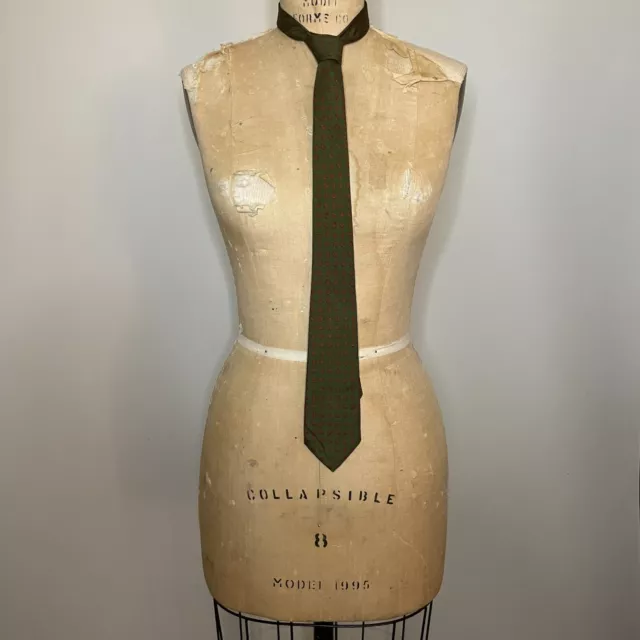 50s 60s Silk Hand Block Print Skinny Tie Vintage Necktie Mad Men MCM Accessory