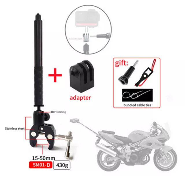 Motorcycle Mount Bracket Selfie Stick Invisible For Gopro/Insta360 One R X2 X3、