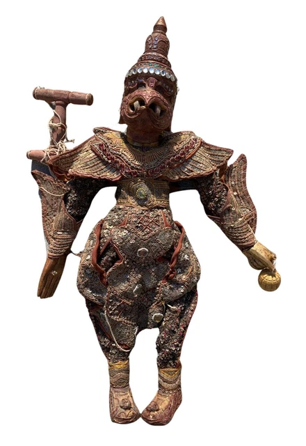 Antique Burmese Marionette Puppet HANUMAN 24” Ornate Folk Art and Asian Decor