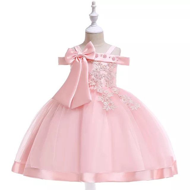 Abito altalena alla moda bambini in pizzo tinta unita floreale senza maniche nodo con fiocco grande 7