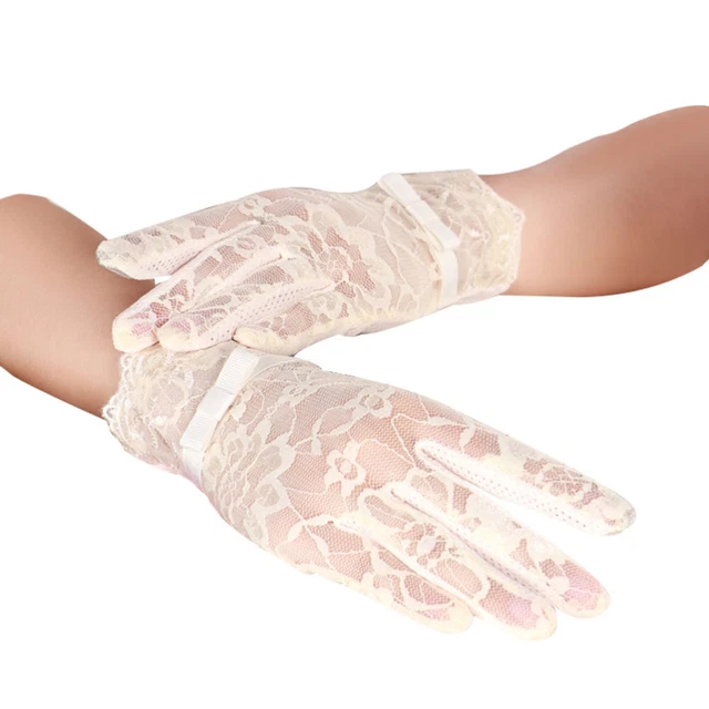 Gants Courts En Dentelle Pour Femme – Sans Doigts, Noir, 17 Cm – Pour Costume, Halloween, Soirée, Théâtre