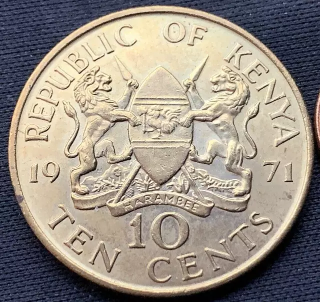 1971 Kenya 10 Cents Coin  UNCIRCULATED   CONDITION RARITY  #M294