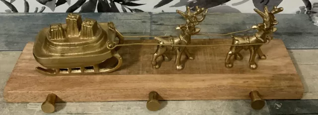 ⚡️Threshold Stocking Holder Reindeer Sleigh 3 Hook Metal Christmas Holiday
