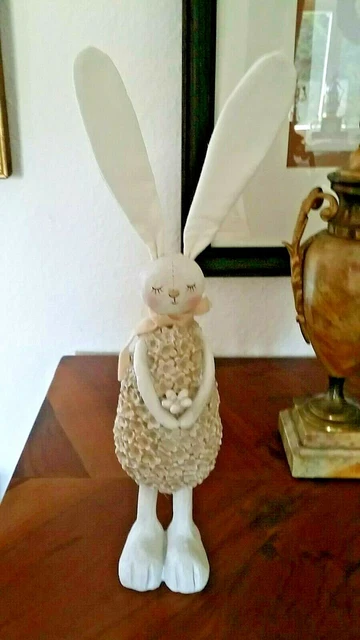 Lepre Statua Decorativa 37cm Di Resina Con Stoffohren -> Super Carino