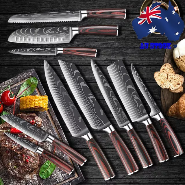 10PCS Kitchen Knives Set Chef Knife Stainless Steel Damascus w