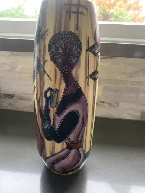 Vintage Italian San Marino Mid Century Modern Art Pottery Vase Fat Lava Glaze.