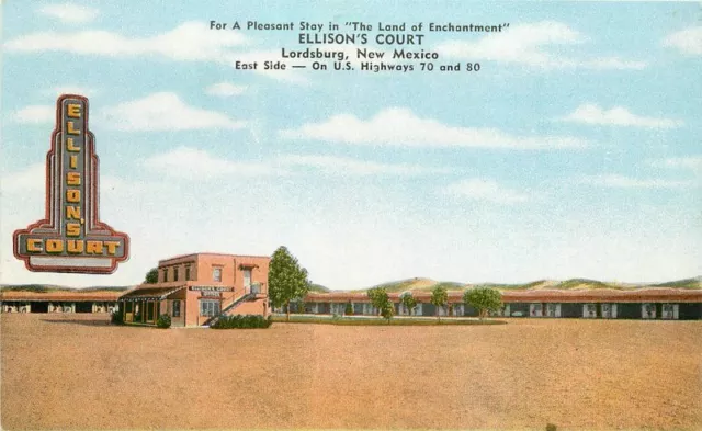 Lordsburg New Mexico Ellison Court roadside McGarr Kropp Postcard 21-8276