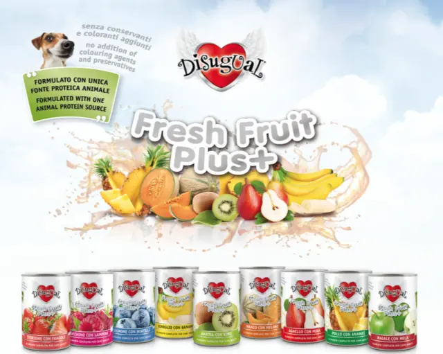 Umido monoproteico per cani adulti Fresh Fruit Plus con frutta fresca Disugual