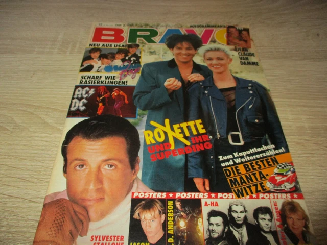 Bravo 14.3.1991 12/91 mit Sylvester Stallone Poster Heft komplett
