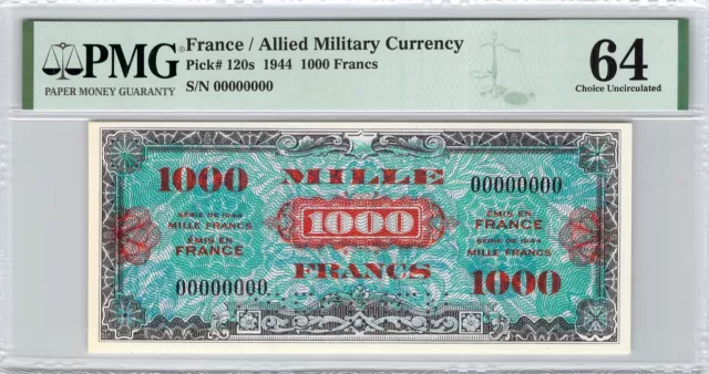 BILLET FRANCE - TRÉSOR - 1000 FRANCS - "DRAPEAU" - 1944 - F.VF22(3) - PICK 120s