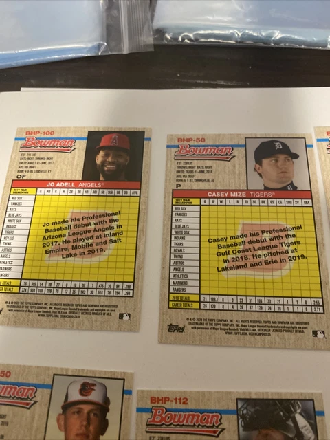 Lot Of 6 2020 Bowman Heritage Prospect Image Variation Cards Adell Bart Mize Etc 11