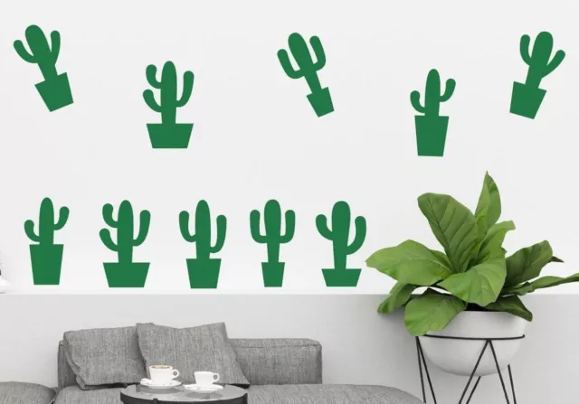 Wall Sticker Cactus Set of 16 Cacti Decals Minimalist IKEA style Home Decor Art