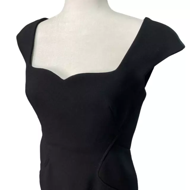 ZAC POSEN Womens 8 Black Mini Dress Sweetheart Neckline Bonded Crepe Cap Sleeve 3
