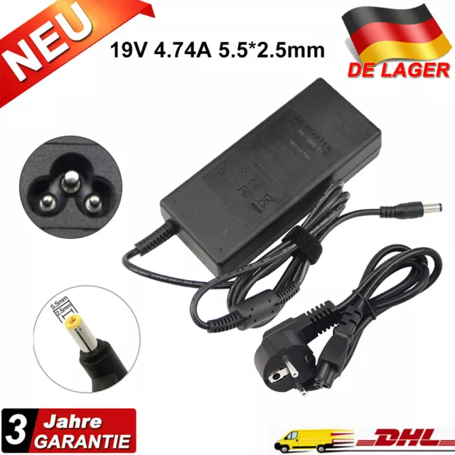 19V 4,74A Netzteil Ladegerät Ladekabel für MEDION ASUS TOSHIBA HP Laptop 90W